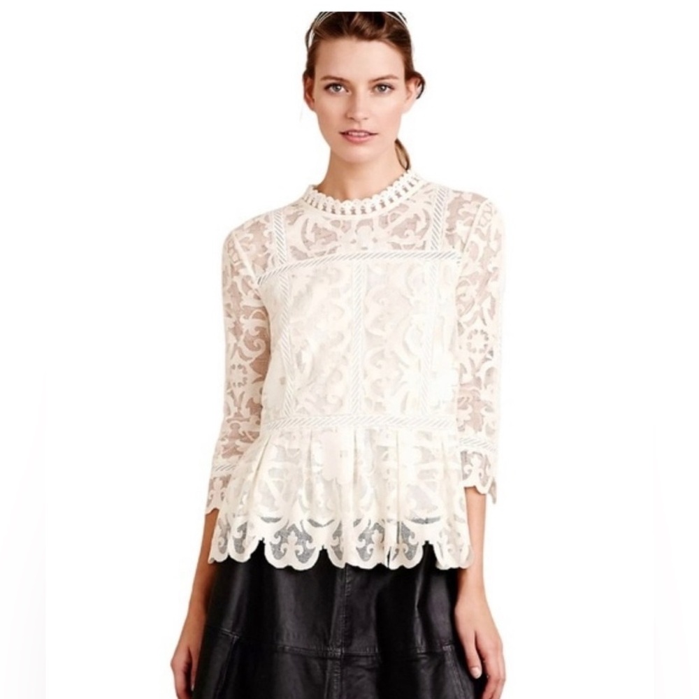 Anthropologie White Lace Top